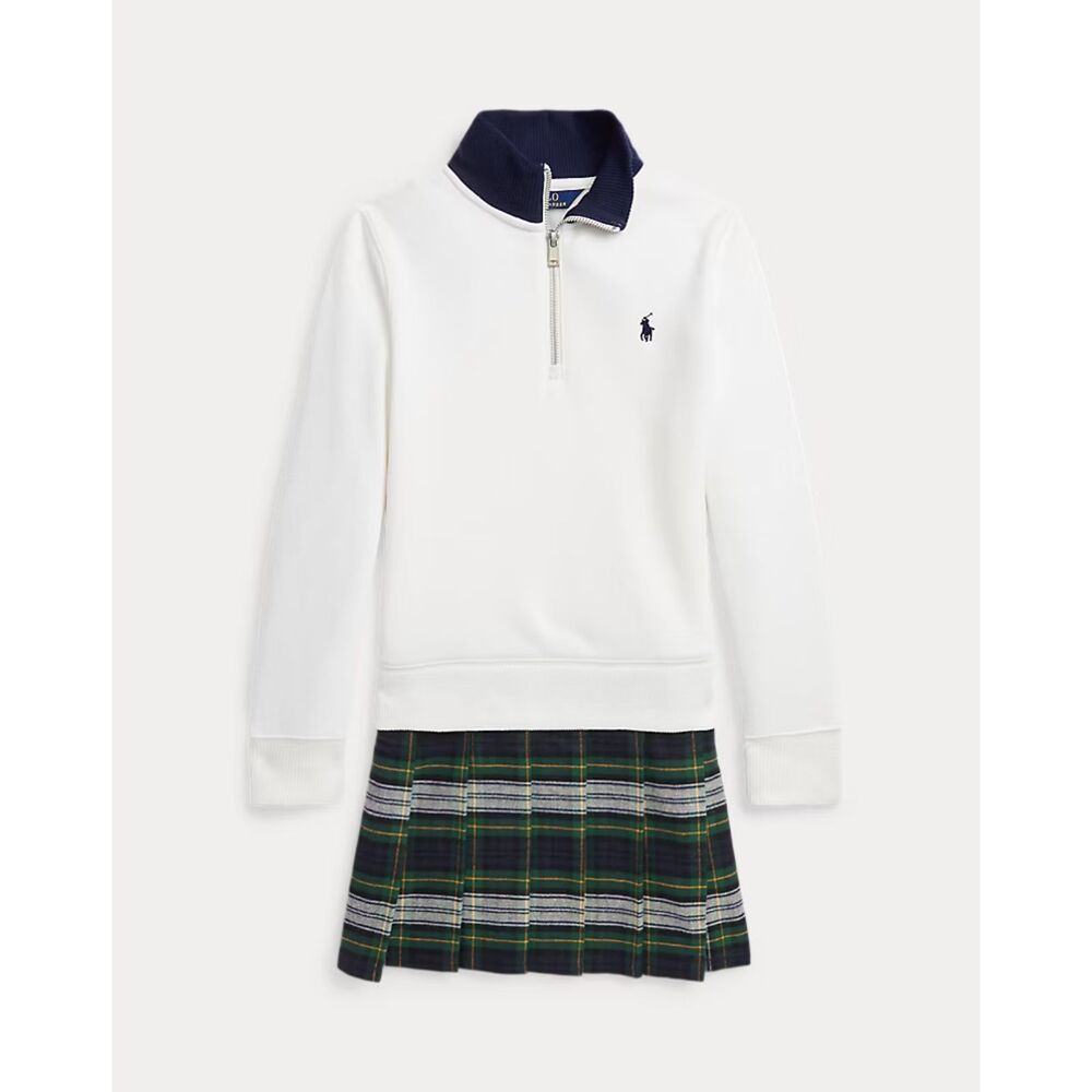 Polo Ralph Lauren Girls Pleated Fleece Dress- - White 6